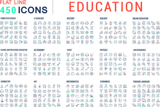Set Vector Line Icons of Education