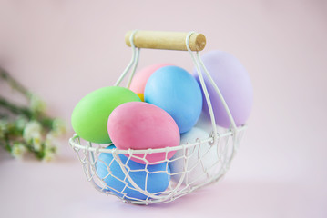 Sweet colorful Easter eggs background - national holiday celebration concepts
