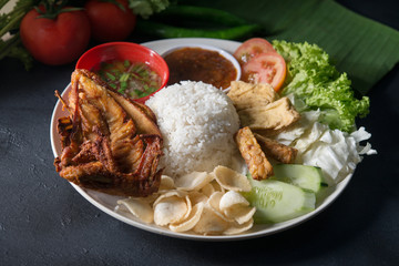 Nasi lemak kukus with fried chicken