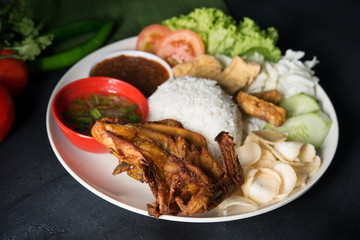 Nasi lemak kukus with fried chicken
