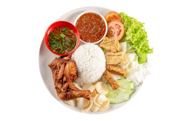 Nasi lemak kukus with fried drumstick