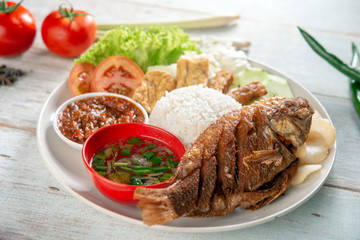 Fried tilapia fish and rice