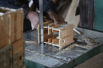 carpenter workshop and wood parts