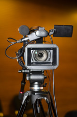 Professional digital video camera. television cameras. tv camera in a concert hall.