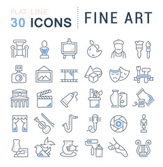 Set Vector Line Icons of Fine Art.