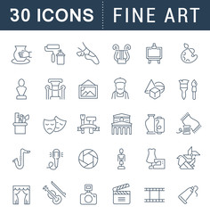 Set Vector Line Icons of Fine Art.