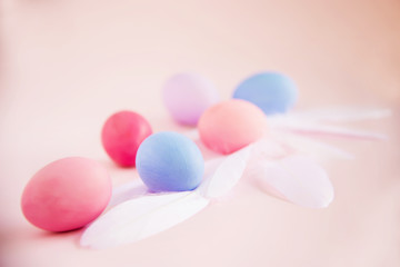 Sweet colorful Easter eggs background - national holiday celebration concepts
