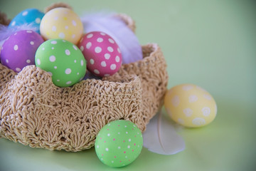 Painted colorful Easter eggs background - Easter holiday celebration background concept