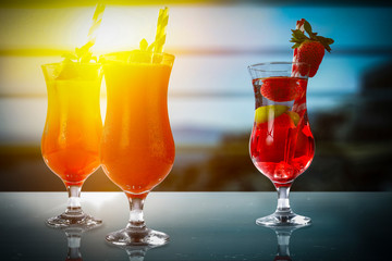 summer drink on desk and free space for your decoration 