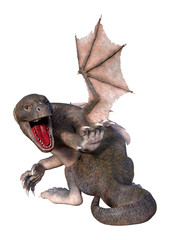 3D Rendering Fairy Tale Dragon on White