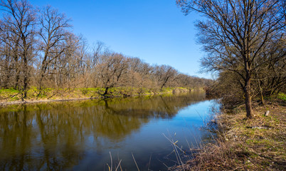 Fototapeta na wymiar beautiful quiet spring river scene