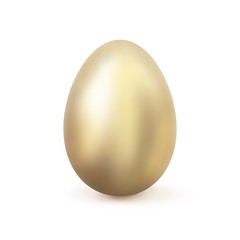 Realistic golden egg isolated on white background