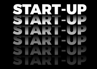 the word start up in repetitive form, vector text in black background