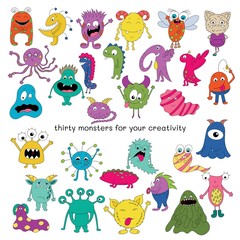 Beautiful bright flat monsters
