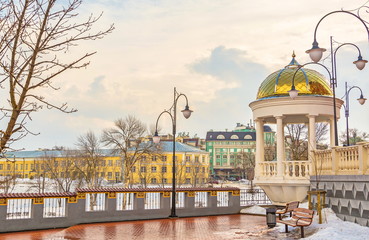 City Quay with  rotunda, lanterns and benches