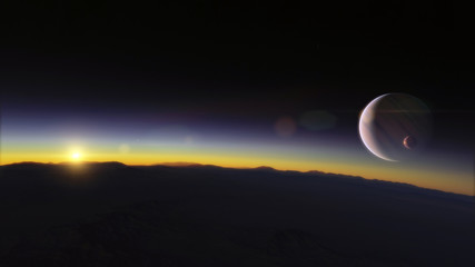 Planet in the space. Colorful art. Solar system. Gradient color. Space wallpaper. High quality, resolution, 4k.