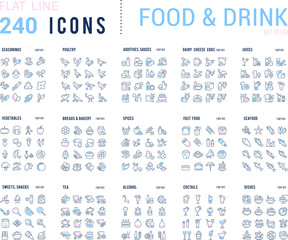 Collection Linear Icons of Food and Drinks