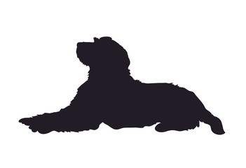 dog lies, silhouette, vector