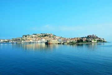 Naklejka na ściany i meble Italy-view from the ferry on town Portoferraio on the island of Elba