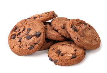 Chocolate chip cookie isolated on white background