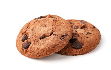 Chocolate chip cookie isolated on white background