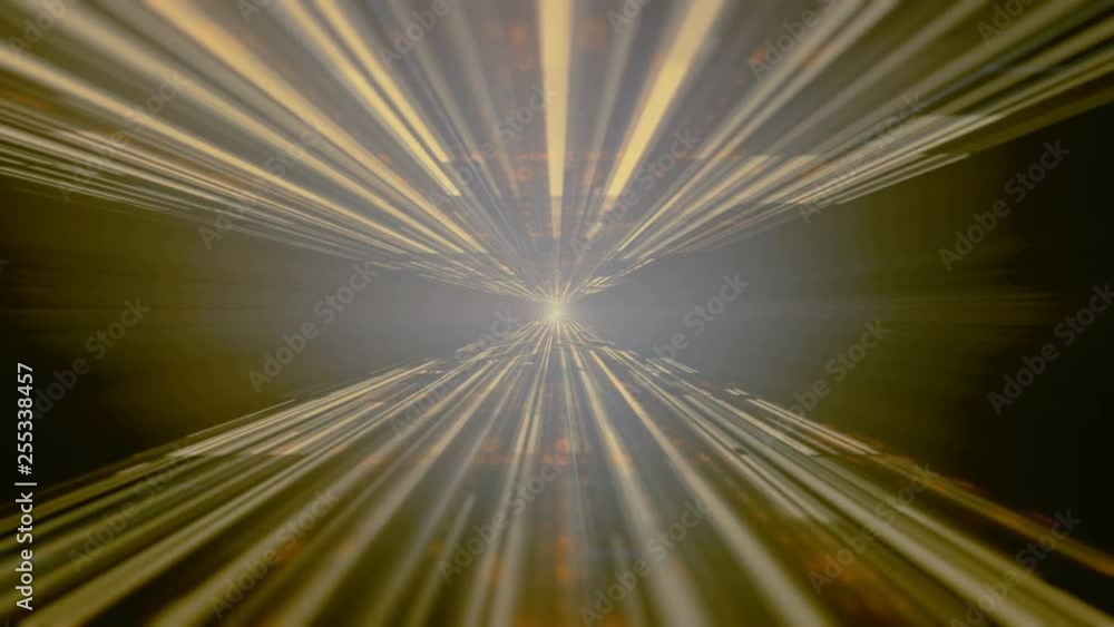 Aufkleber Computer generated high tech digital technology loop animation. Abstract background of different shapes with hight detailed elements. Geometry lines with dashes and glow. 3d rendering. 4k UHD video.