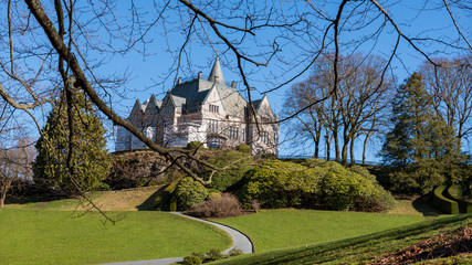 Historic royal castle with a surrounding park, Bergen, Norway.