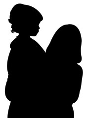 mother and daughter heads, silhouette vector