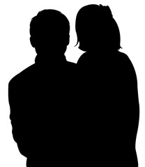 father and child heads, silhouette vector
