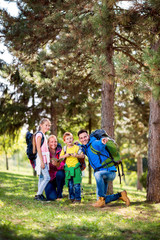 Fototapeta premium family on hiking.