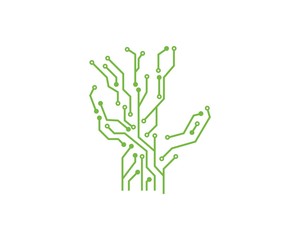 circuit board line hand concept design illustration