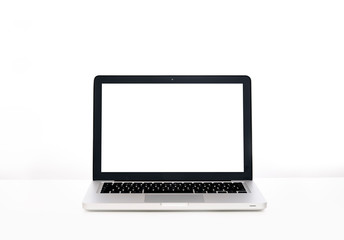 Fototapeta premium laptop with blank screen isolated on white
