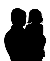 father and child heads, silhouette vector