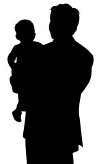 father and child heads, silhouette vector