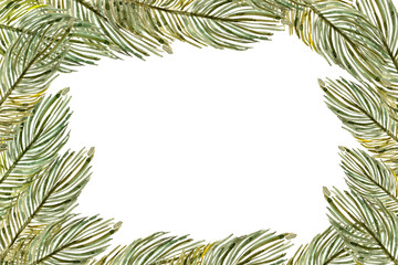 Tropical leaves frame, Trendy Summer Tropical Leaves.Exotic and tropic background design. Composition with palm leaves watercolor universal background with place for text.