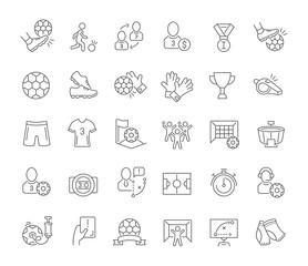 Set Vector Line Icons of Football.