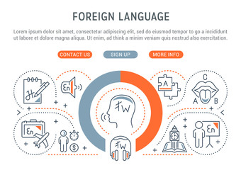 Vector Banner of the Foreign Language.
