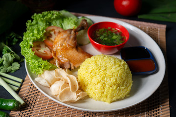Chicken rice with drumstick