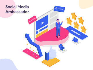 Social Media Ambassador Isometric Illustration. Modern flat design style for website and mobile website.Vector illustration