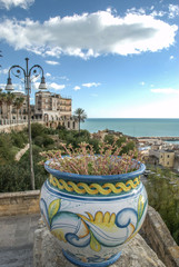 Panorama di Sciacca veduta dalla piazza Scandaliato il saloto buono di questa meravigliosa città Siciliana in provincia di Agrigento - obrazy, fototapety, plakaty