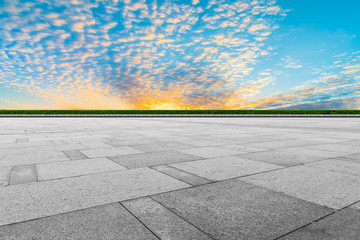 Empty square tiles and beautiful sky scenery