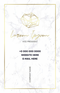 Marble Business Card With A Gold Crystal Logo