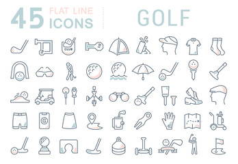 Set Vector Line Icons of Golf.