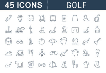 Set Vector Line Icons of Golf.