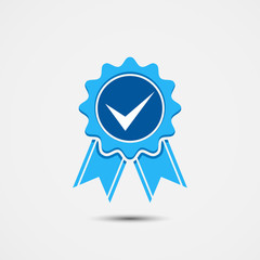 approved accept certified icon. guarantee icon, quality product symbol, medal with ribbon and check mark sign and symbol.