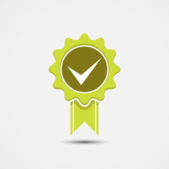 approved accept certified icon. guarantee icon, quality product symbol, medal with ribbon and check mark sign and symbol.