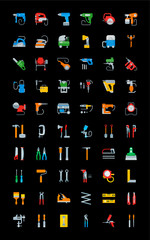 Set Vector Flat Icons of Hand and Electric Tools.