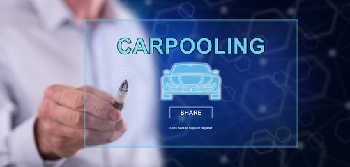 Man touching a carpooling concept