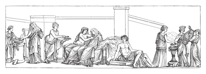 Ancient wedding - Vintage illustration from Meyers Konversations-Lexikon 1897