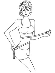 Woman with tape measure around body